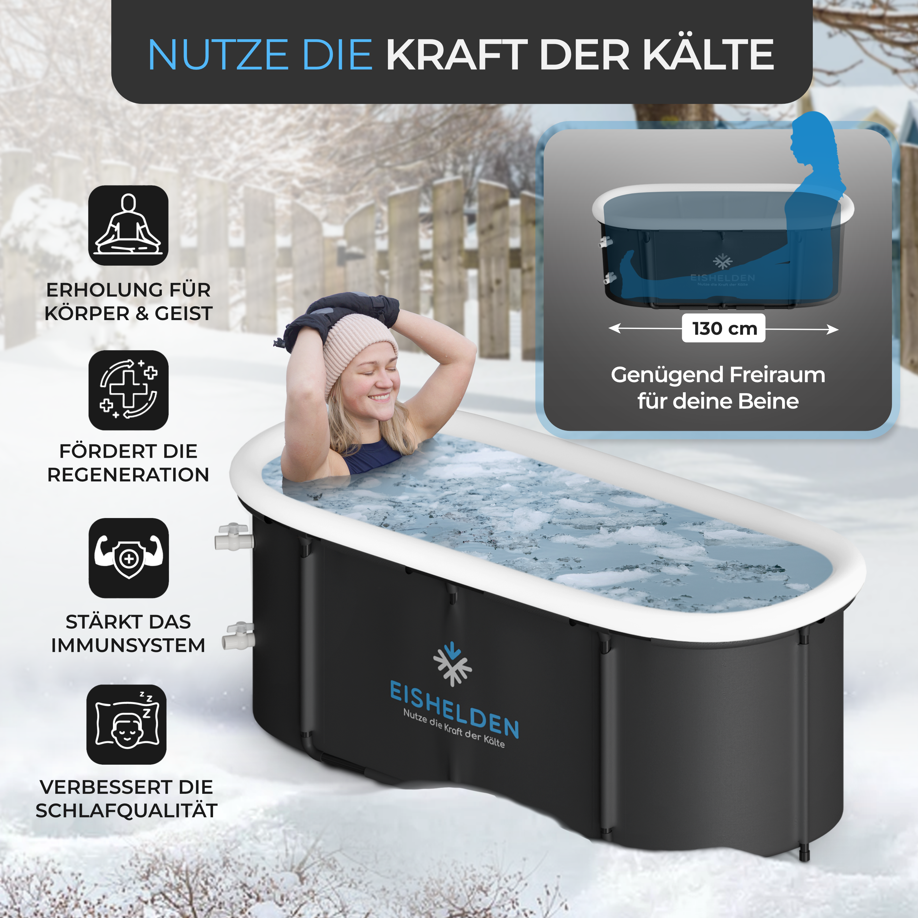 Eishelden Premium ovales Eisbad Komplettset (+ GRATIS Wasserpflege)