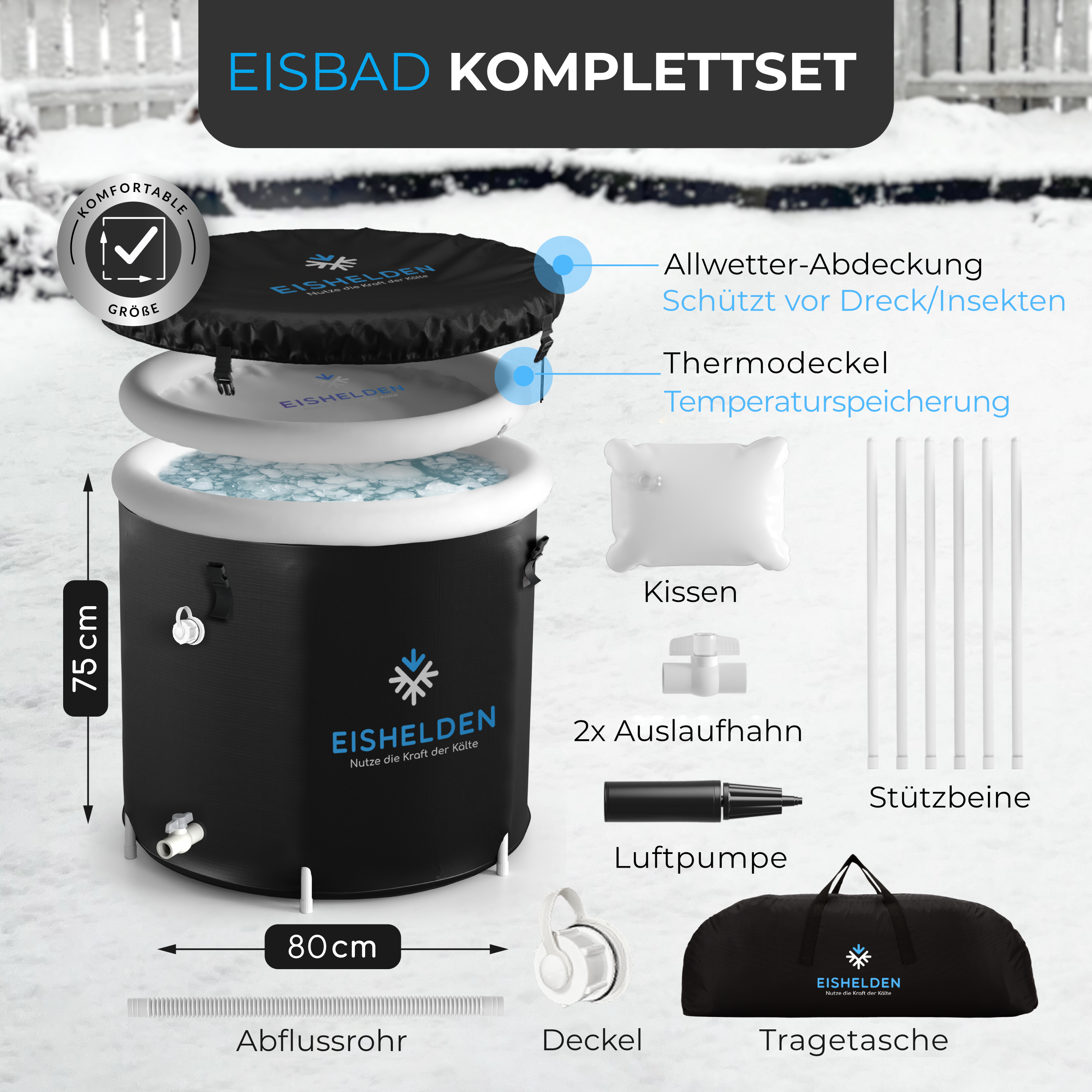 Eishelden Premium Eisbad Komplettset (+ GRATIS Wasserpflege)