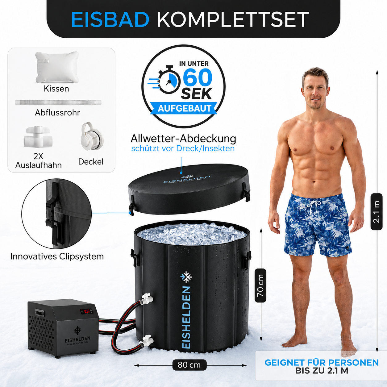 Eisbad & Durchlaufkühler Lars | All-in-One Eisbad Set