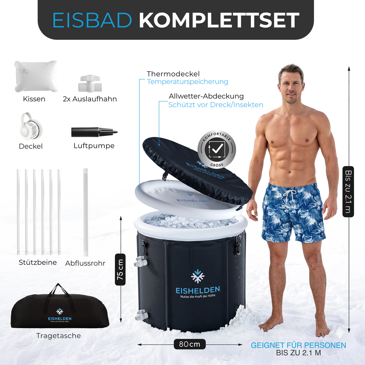 Pro Eisbad Komplettset Bundle (+ Thermometer, 3x Eisblock & Ebook)